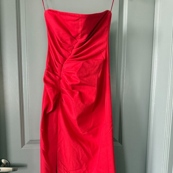 Zara red strapless midi dress M - Picture 1 of 4